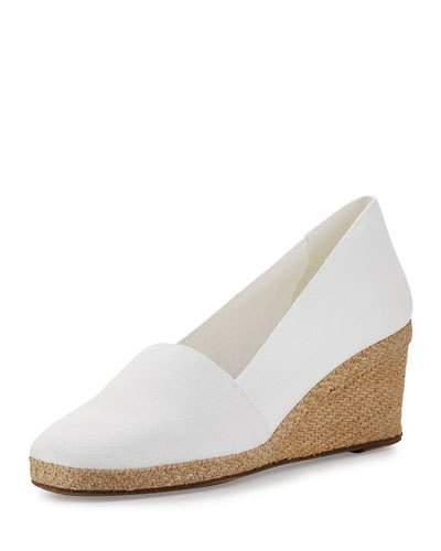 Pamela Canvas Wedge Pump, White