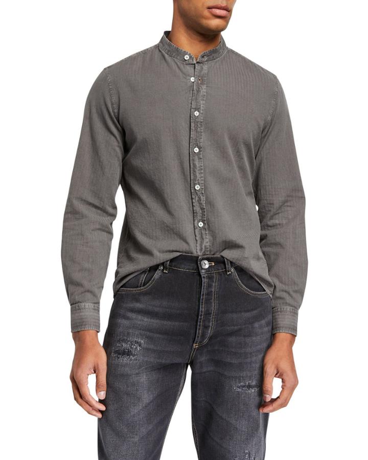 Men's Cotton Button Front Sport Shirt Without Pocket