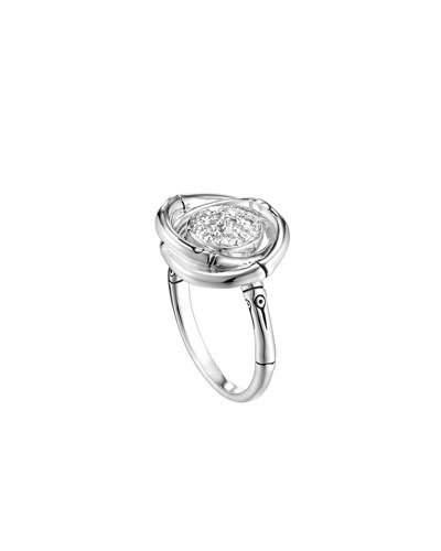 Bamboo Silver Lava Ring W/ White