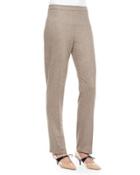 Stretch-wool Skinny-fit Pants, Brown