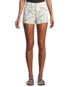 Ellie Floral-print High-rise Twill Shorts W/ Western Back Yoke