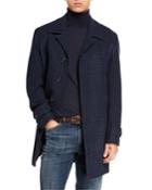 Men's Balmacan Plaid Button-front Coat