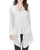 Pointelle Drape-front Cardigan