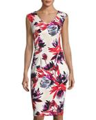 Firework Garden Sheath Dress, White Pattern