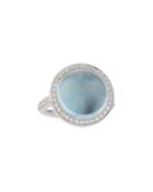 Round 18k White Gold Blue Topaz & Diamond Ring,