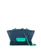 Eartha Iconic Mini Neon Satchel Bag, Dark Blue