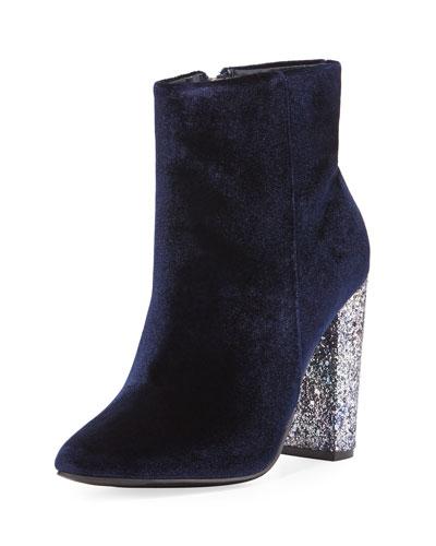 Bucasi Velvet Glitter-heel Bootie