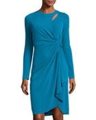 Long-sleeve Asymmetric Keyhole Dress