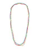 Long Multi-strand Bright Seed Bead Necklace,