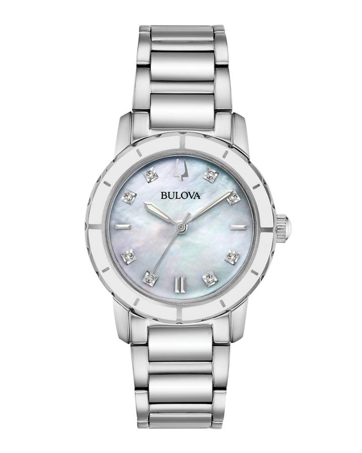 30mm Diamond Bracelet Watch, White