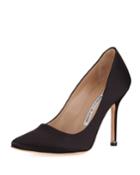 Satin Pointed-toe Pumps, Black