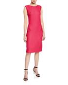 Box Textured Sleeveless Bateau-neck Dress