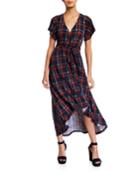Plaid Knit Faux-wrap Dress