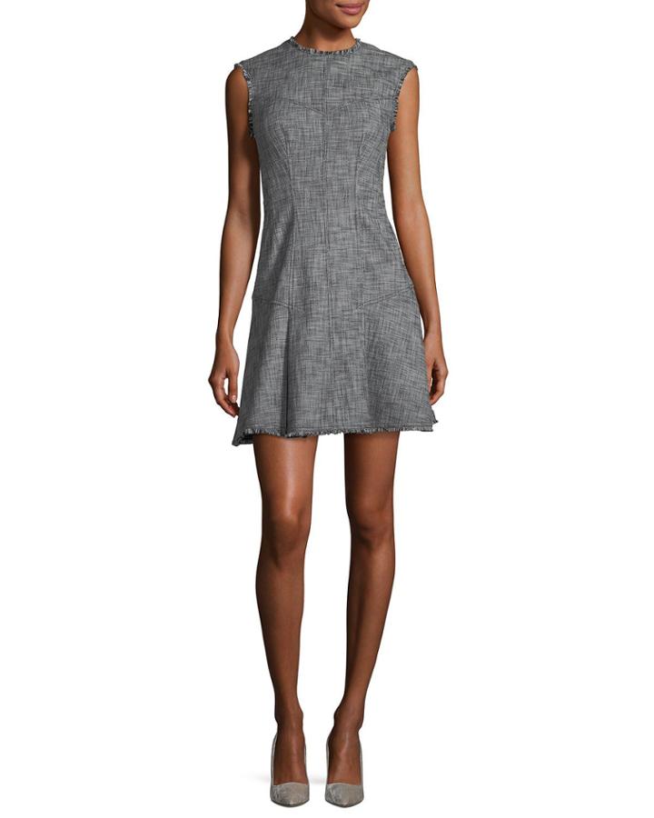 Sleeveless Slub Twill Fit-and-flare