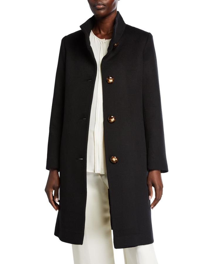 Stand-collar Wool-cashmere Coat
