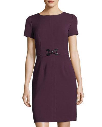 Short-sleeve Belted Dress