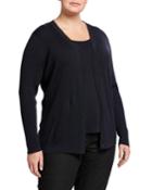 Plus Size Modern Rib-knit Button-front Cardigan