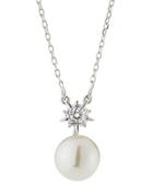 You & I Starburst Cubic Zirconia & Manmade Pearl Necklace