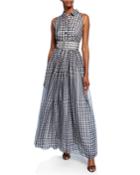 Tahla Checkered Sleeveless Long Belted
