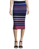 Multi-striped Knit Skirt, Blue/orange