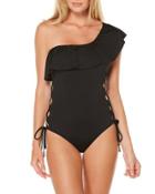 Lace-up Side One-shoulder One-piece
