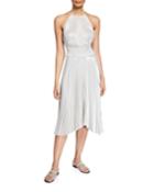 Weston Pleated Metallic Cocktail Dress