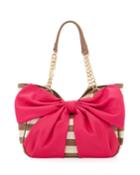 Betsey Johnson Bow Tails Striped Bow Satchel Bag, Spice/cream/fuchsia, Women's,
