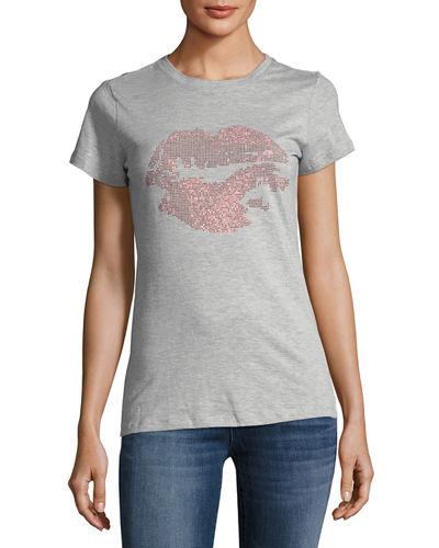 Rhinestone Lips Jersey Tee