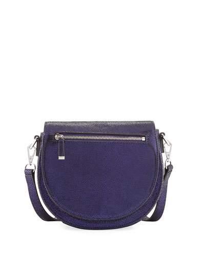 Astor Small Leather Saddle Bag, Purple
