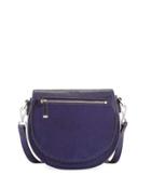 Astor Small Leather Saddle Bag, Purple