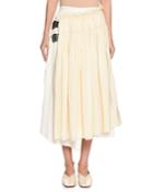 Gathered & Pleated Two-tone Wrap Skirt With