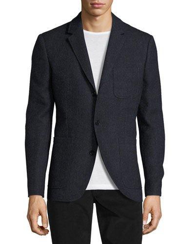 Wool Three-button Jacket, Navy