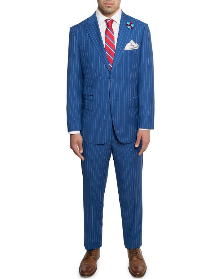 Men's Slim Fit Pinstriped Two-piece