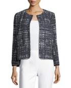Weave-print Collarless Jacket