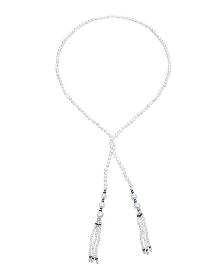 14k Pearl Tassel Necklace With Black
