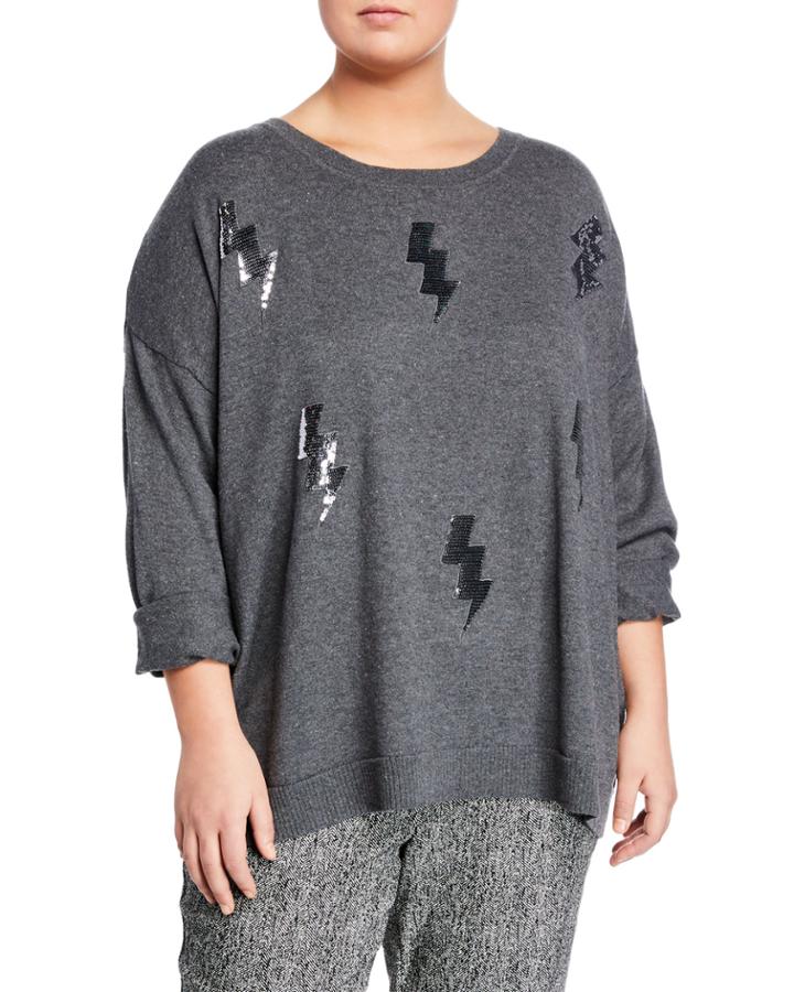 Sequin Lightning Bolt Crewneck Sweater,