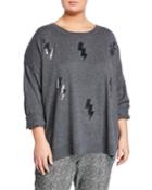 Sequin Lightning Bolt Crewneck Sweater,
