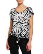 Tried Tie-dyed Knotted-front Crop Tee