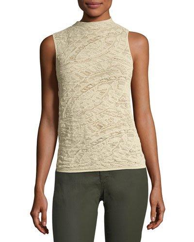 Sleeveless Knitted-lace Top