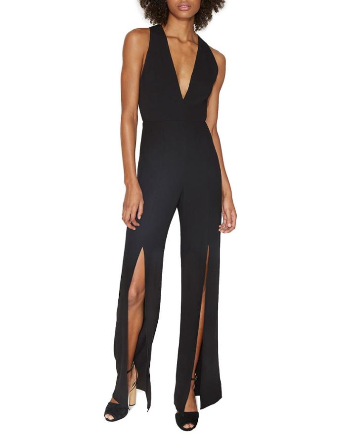 Deep-v Slit-leg Jumpsuit