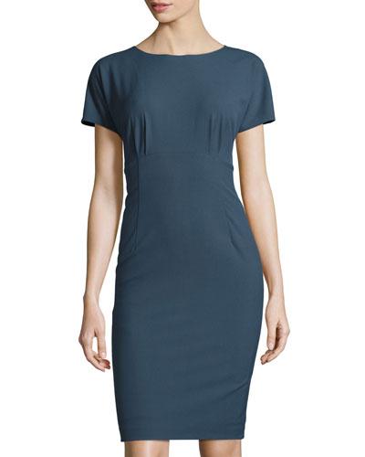 Marion Short-sleeve Sheath Dress, Blue
