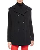 Oversize Double-breasted Wool Vest, Black