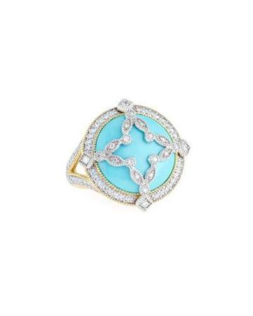 18k Domed Turquoise & Diamond Canopy Ring