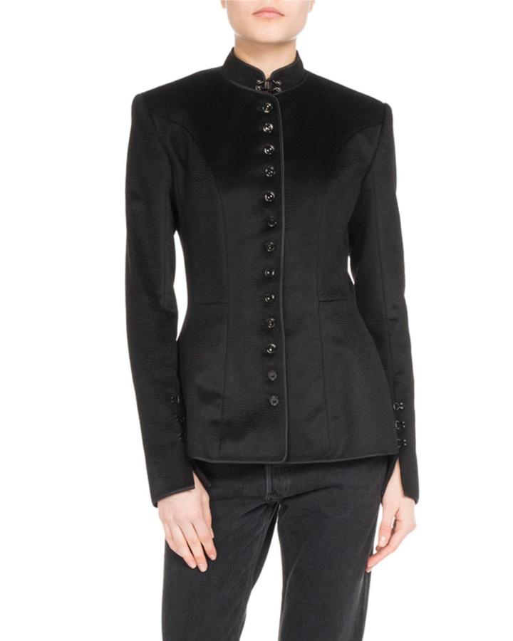 Mandarin Collar Button-front Jacket