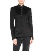 Mandarin Collar Button-front Jacket