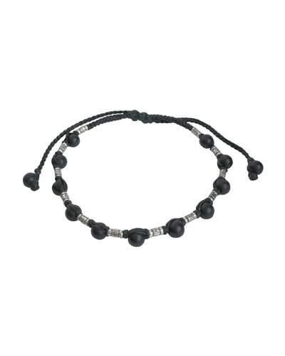 Sterling Silver Rivet & Onyx Bead Bracelet