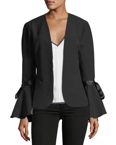 Bell-sleeve Textured Blazer