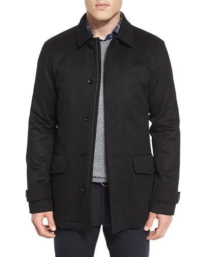 Wool/cashmere-blend Car Coat, Black