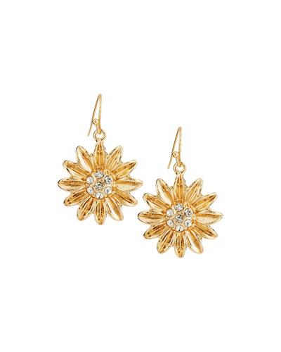 Sunflower Drop Earrings, Gold