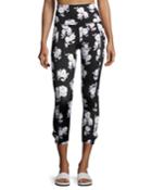 X Kate Spade New York Luxe Floral Cinched Side-bow Leggings, Black